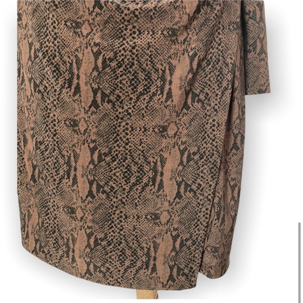 Norma Kamali women’s snake reptile print wrap long sleeve bodycon slinky neutral - Picture 9 of 13